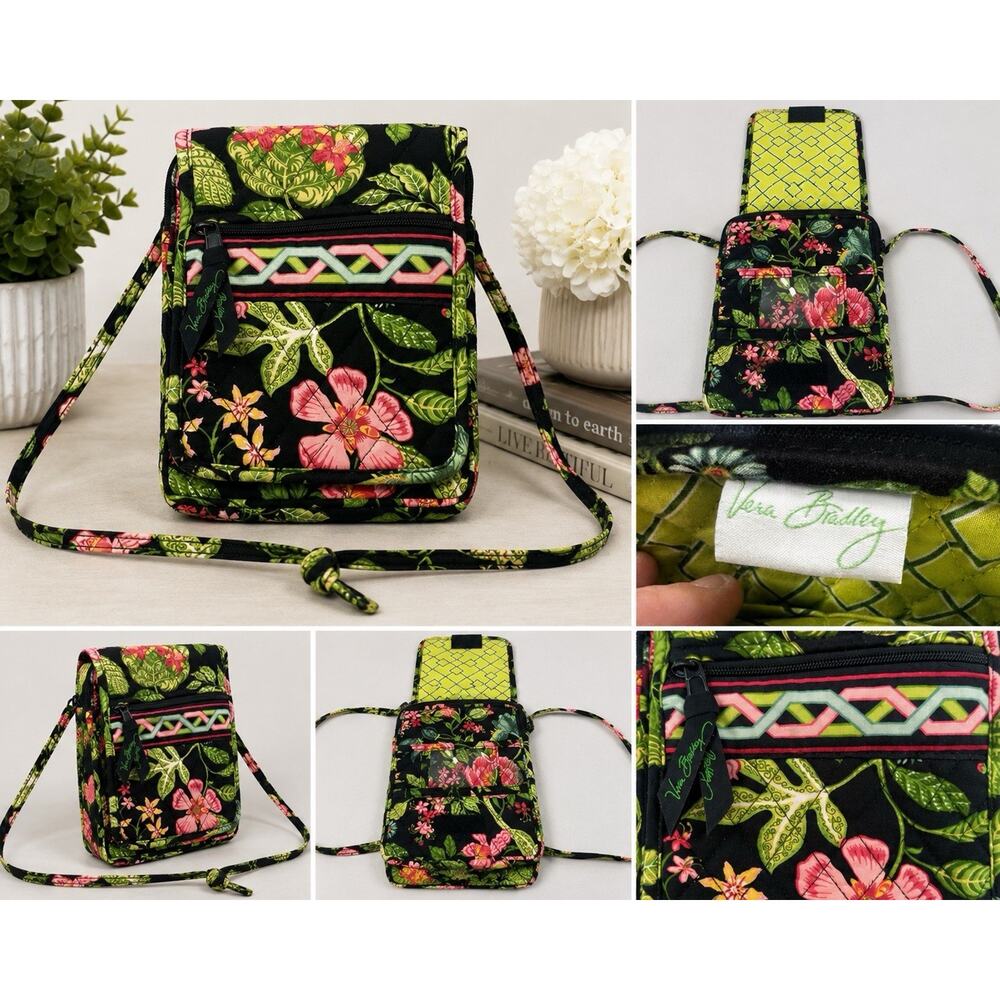 Vera Bradley Tropical Floral Quilted Travel Wallet Crossbody Organizer Bag - Picture 1 of 12